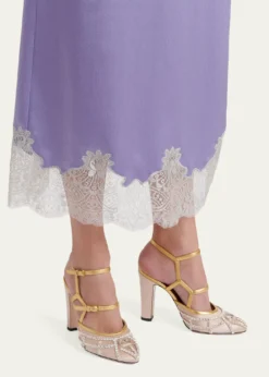 Valentino Garavani100mm VLogo Embellished Satin and Metallic Leather Pumps