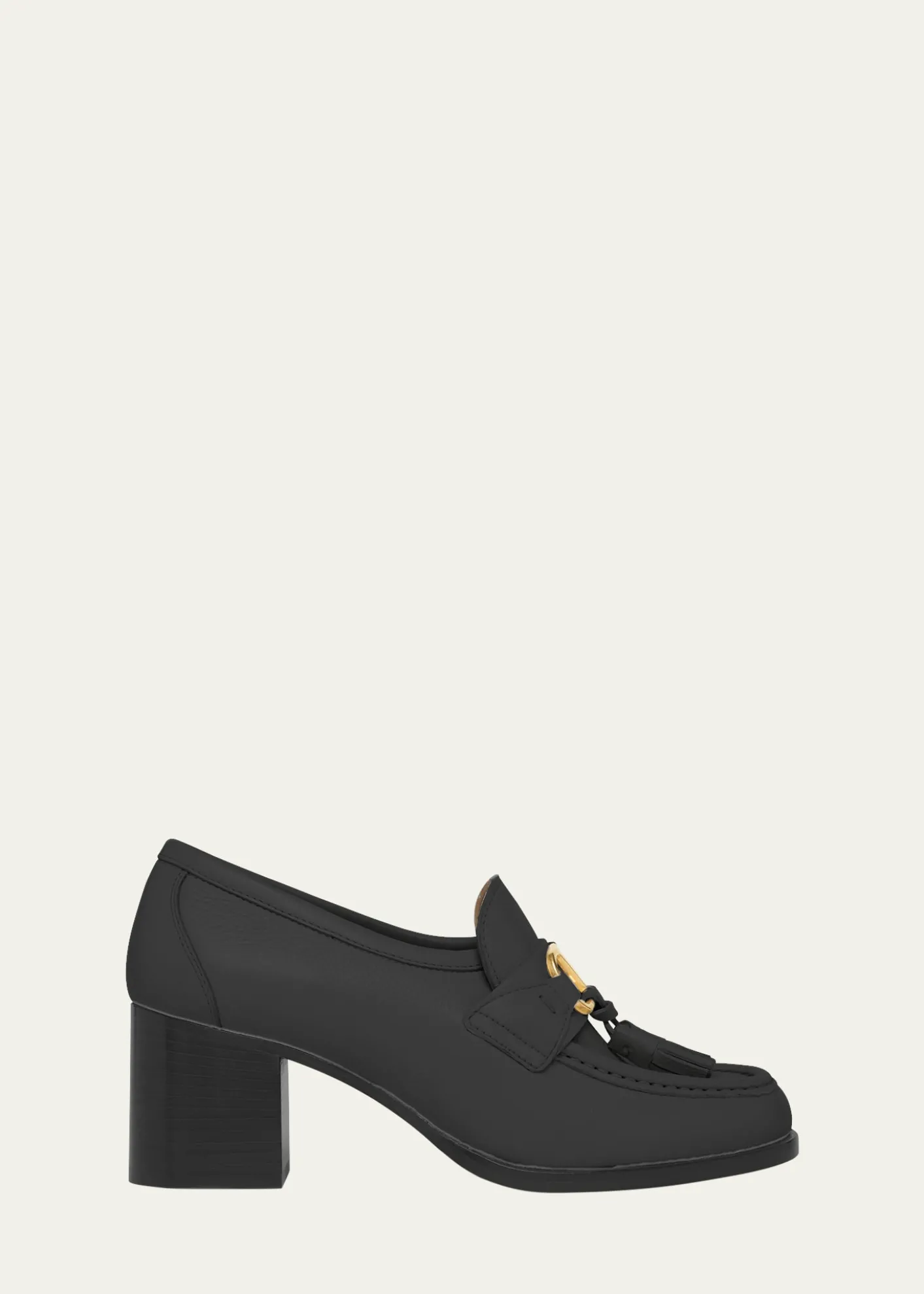 Valentino Garavani60mm VLogo Signature Leather Block-Heel Penny Loafers