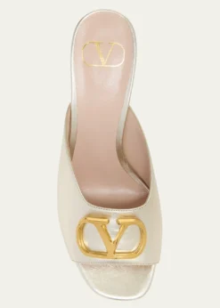 Valentino Garavani80mm VLogo Signature Metallic Leather Mule Pumps