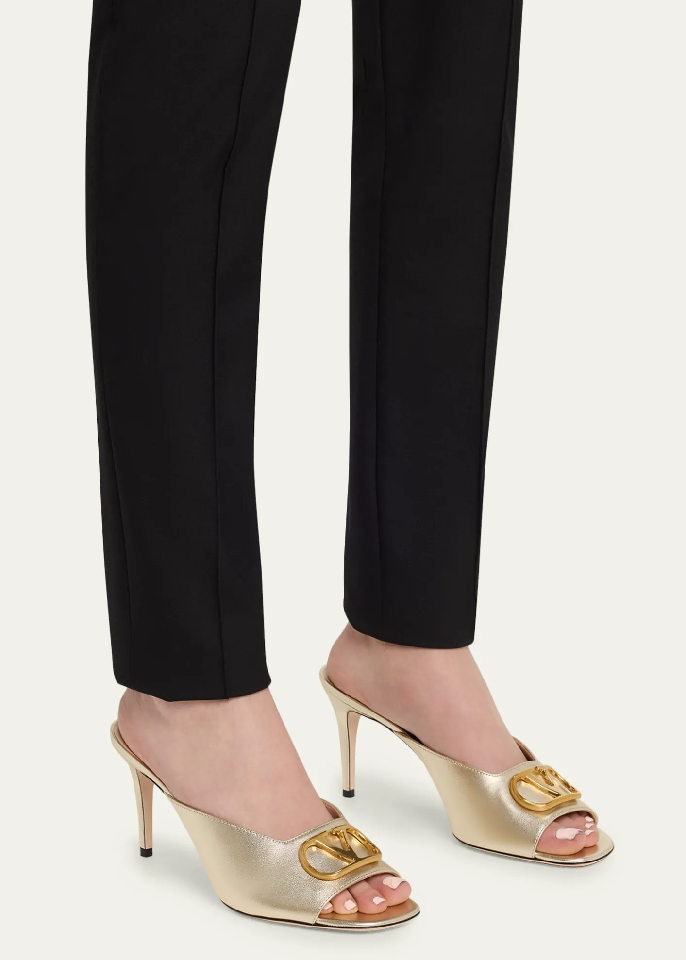 Valentino Garavani80mm VLogo Signature Metallic Leather Mule Pumps