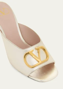 Valentino Garavani80mm VLogo Signature Metallic Leather Mule Pumps