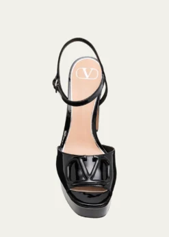 Valentino Garavani115mm VLogo Signature Patent Leather Platform Sandals