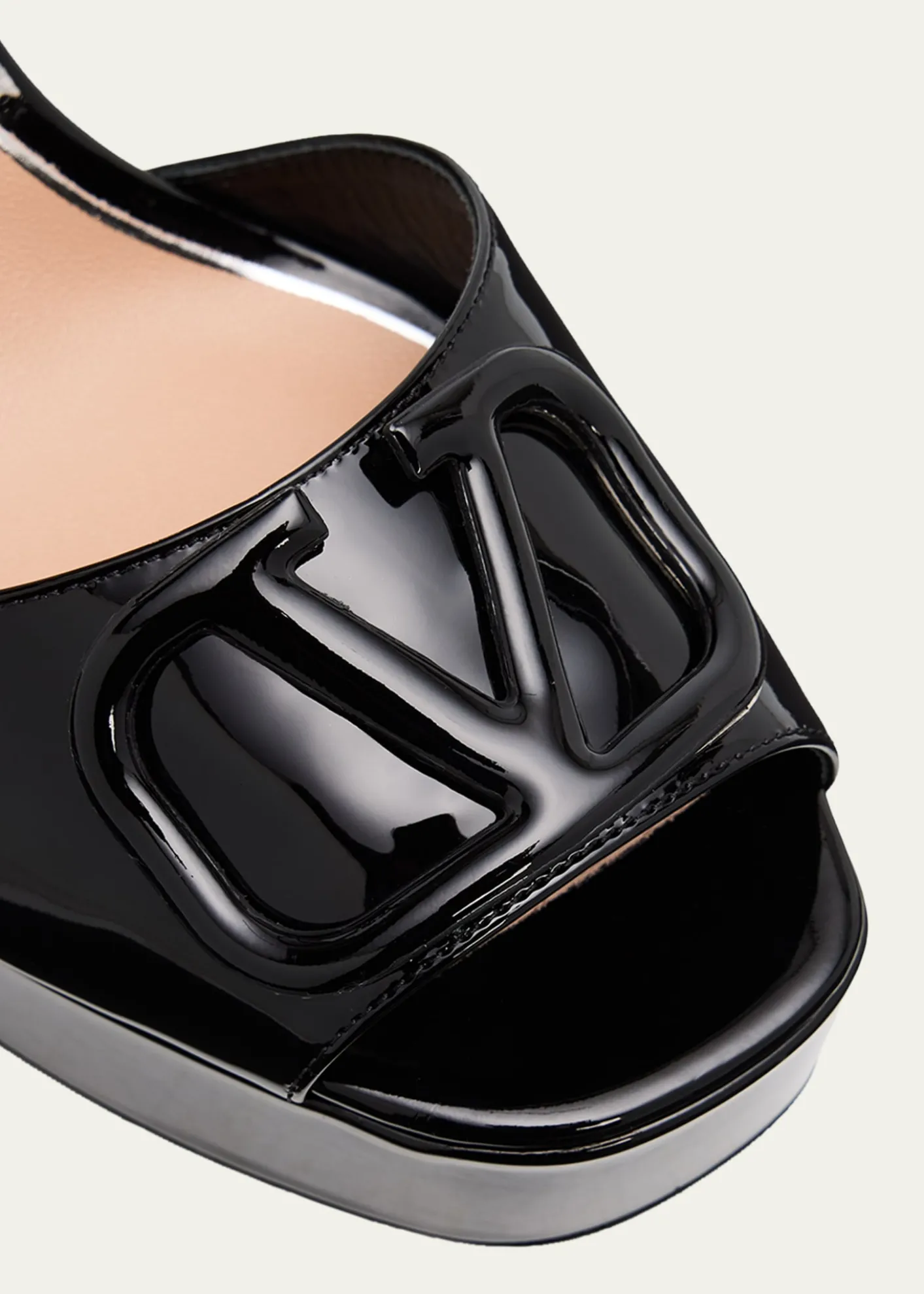 Valentino Garavani115mm VLogo Signature Patent Leather Platform Sandals