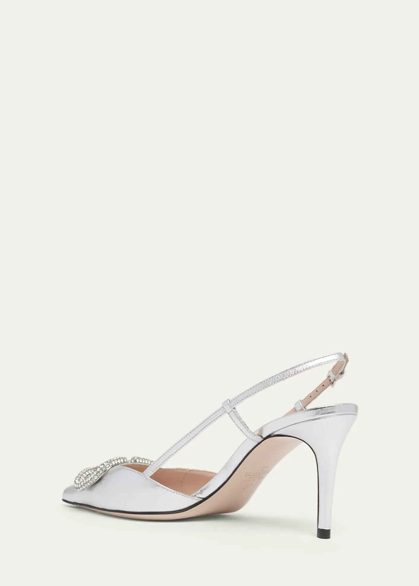 Valentino Garavani80mm VLogo Signature Strass Metallic Leather Slingback Pumps