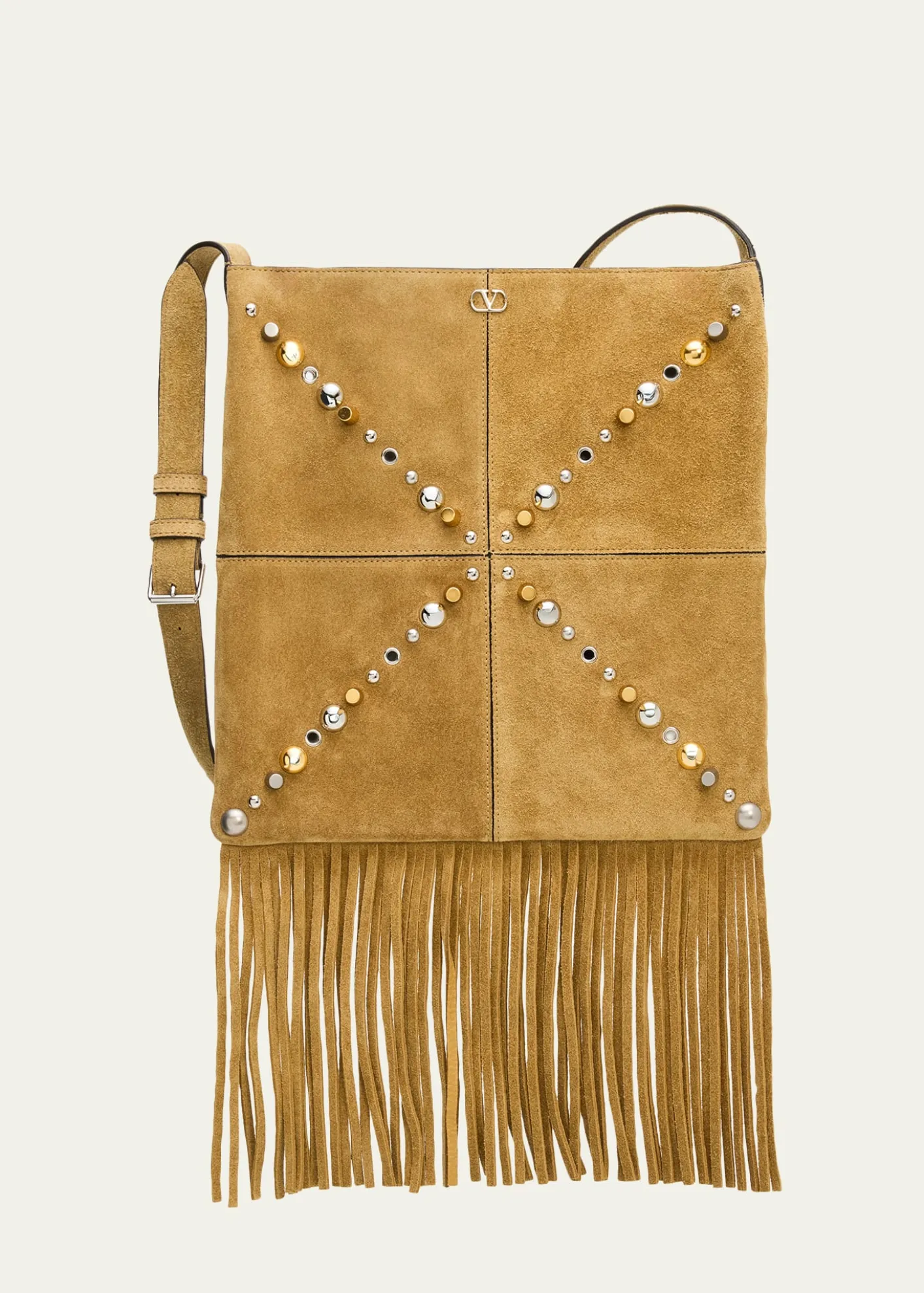 Valentino GaravaniNellcote Medium Studded Suede Crossbody Bag