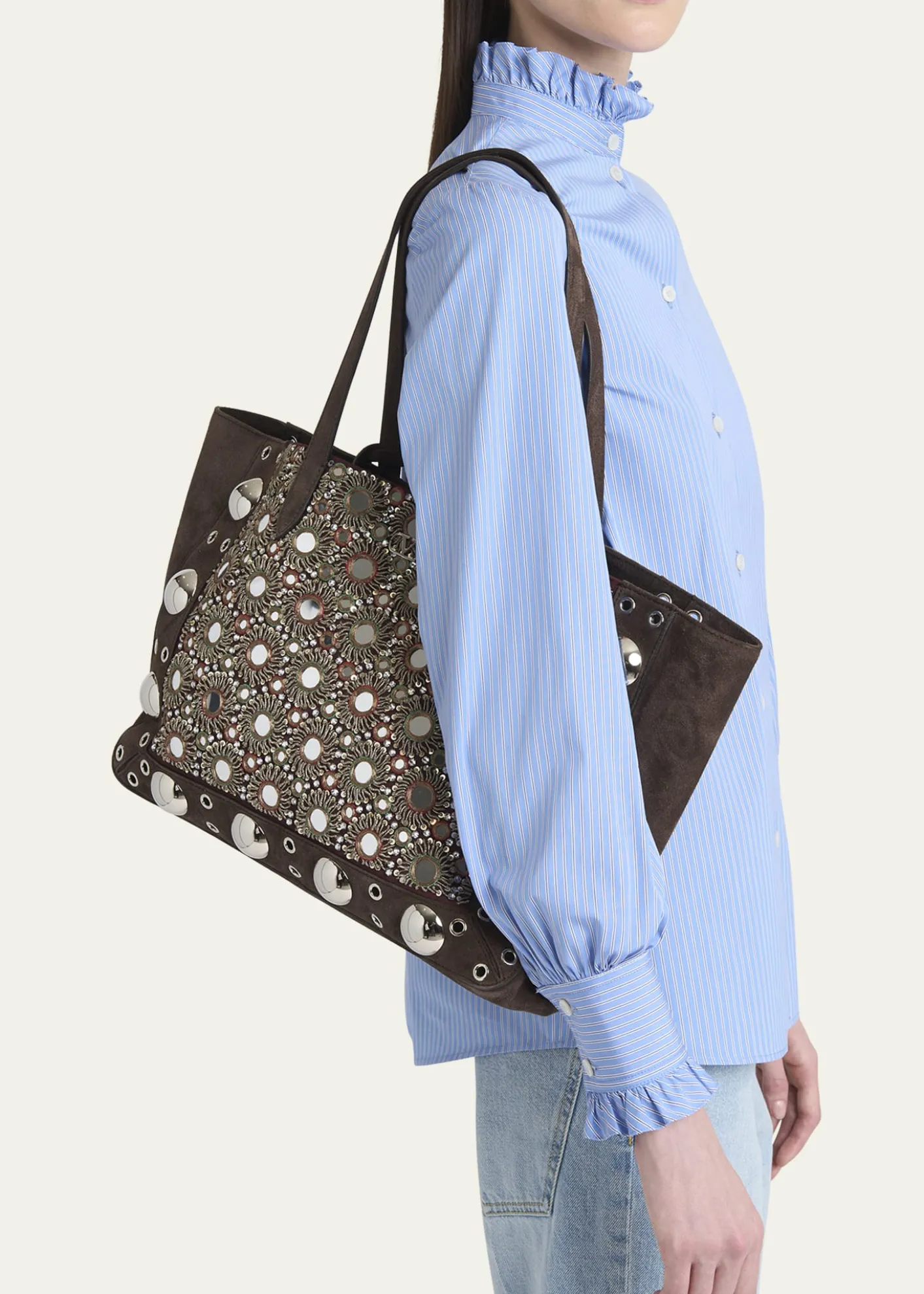 Valentino GaravaniNellcote Mirrored Suede Tote Bag