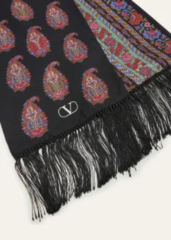 Valentino GaravaniPaisley Twill Fringe Scarf