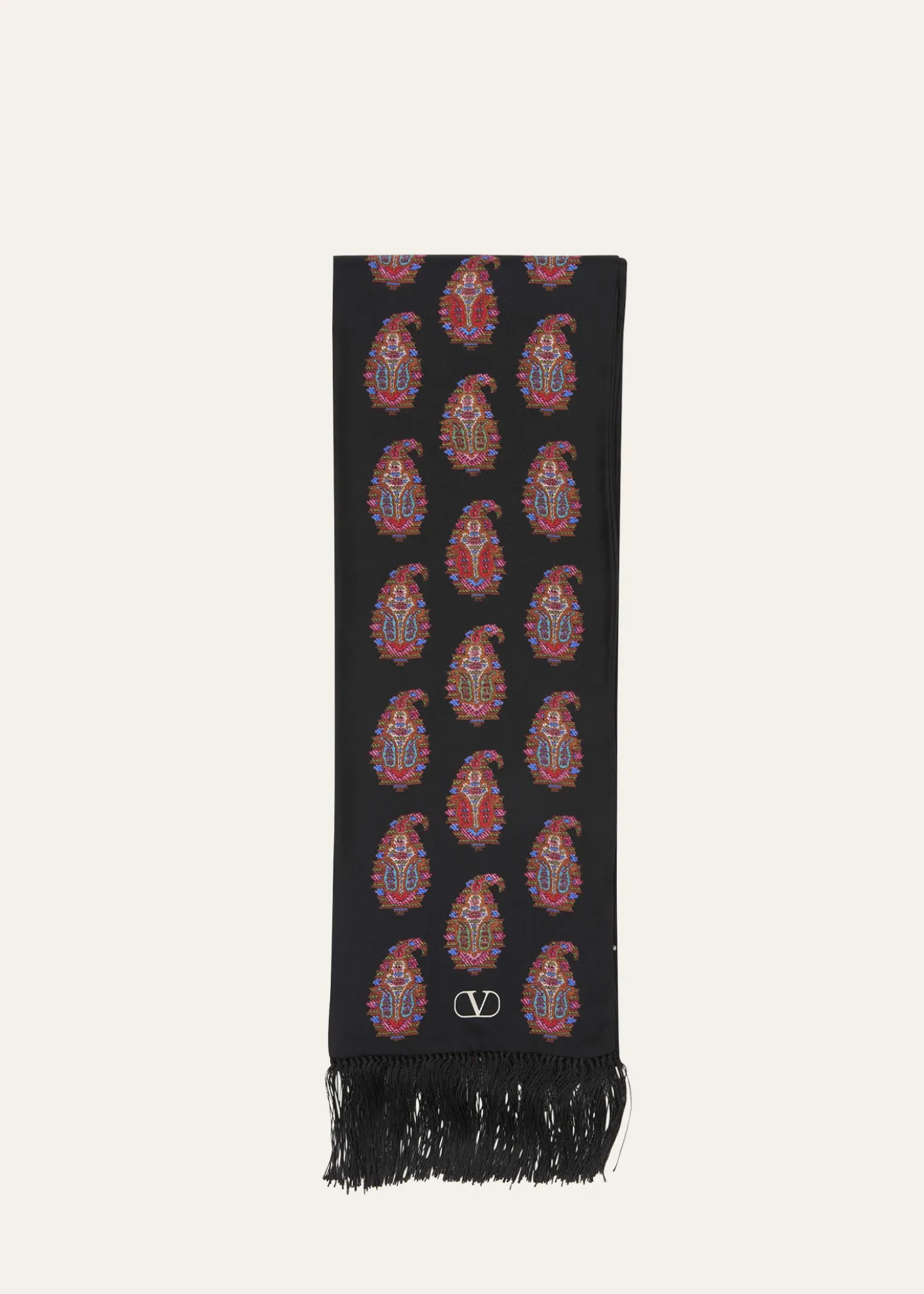 Valentino GaravaniPaisley Twill Fringe Scarf