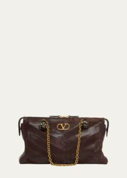 Valentino GaravaniPanthea Medium Chevron Leather & Suede Shoulder Bag