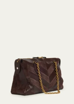 Valentino GaravaniPanthea Medium Chevron Leather & Suede Shoulder Bag