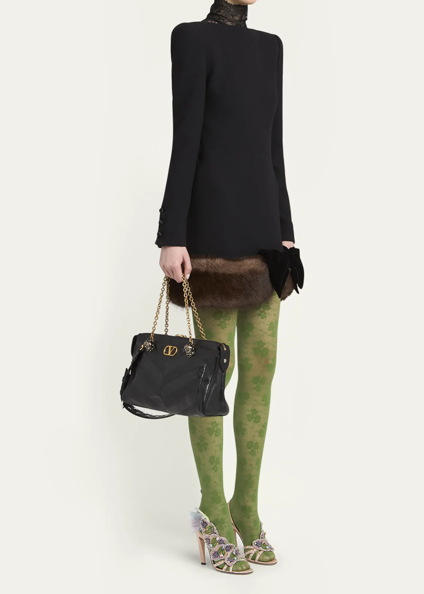 Valentino GaravaniPanthea Medium Patchwork Chevron Shoulder Bag