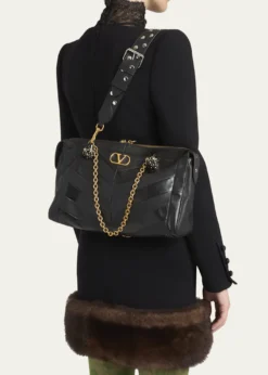 Valentino GaravaniPanthea Medium Patchwork Chevron Shoulder Bag