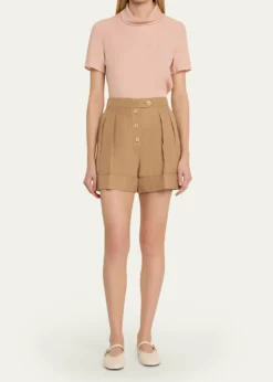 Valentino GaravaniPleated Linen Tailored Shorts