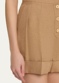 Valentino GaravaniPleated Linen Tailored Shorts