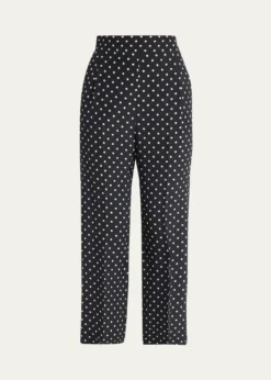 Valentino GaravaniPolka-Dot Silk Straight-Leg Ankle Pants