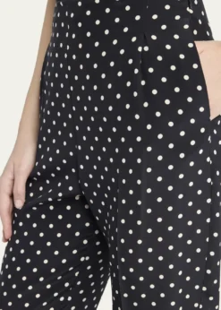 Valentino GaravaniPolka-Dot Silk Straight-Leg Ankle Pants