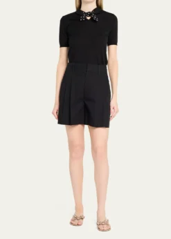 Valentino GaravaniPolka Dot Bow Wool Knit Sweater