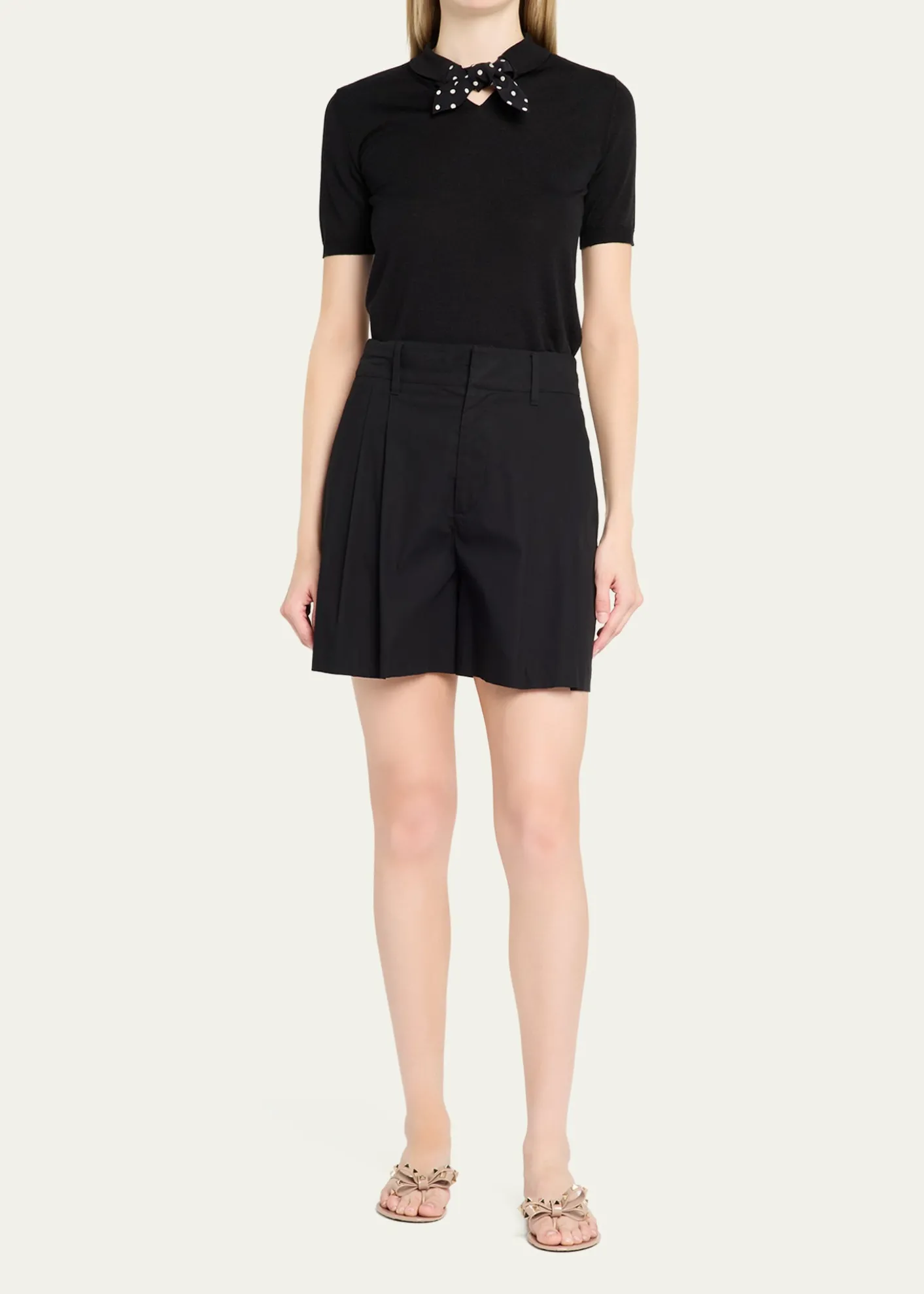 Valentino GaravaniPolka Dot Bow Wool Knit Sweater