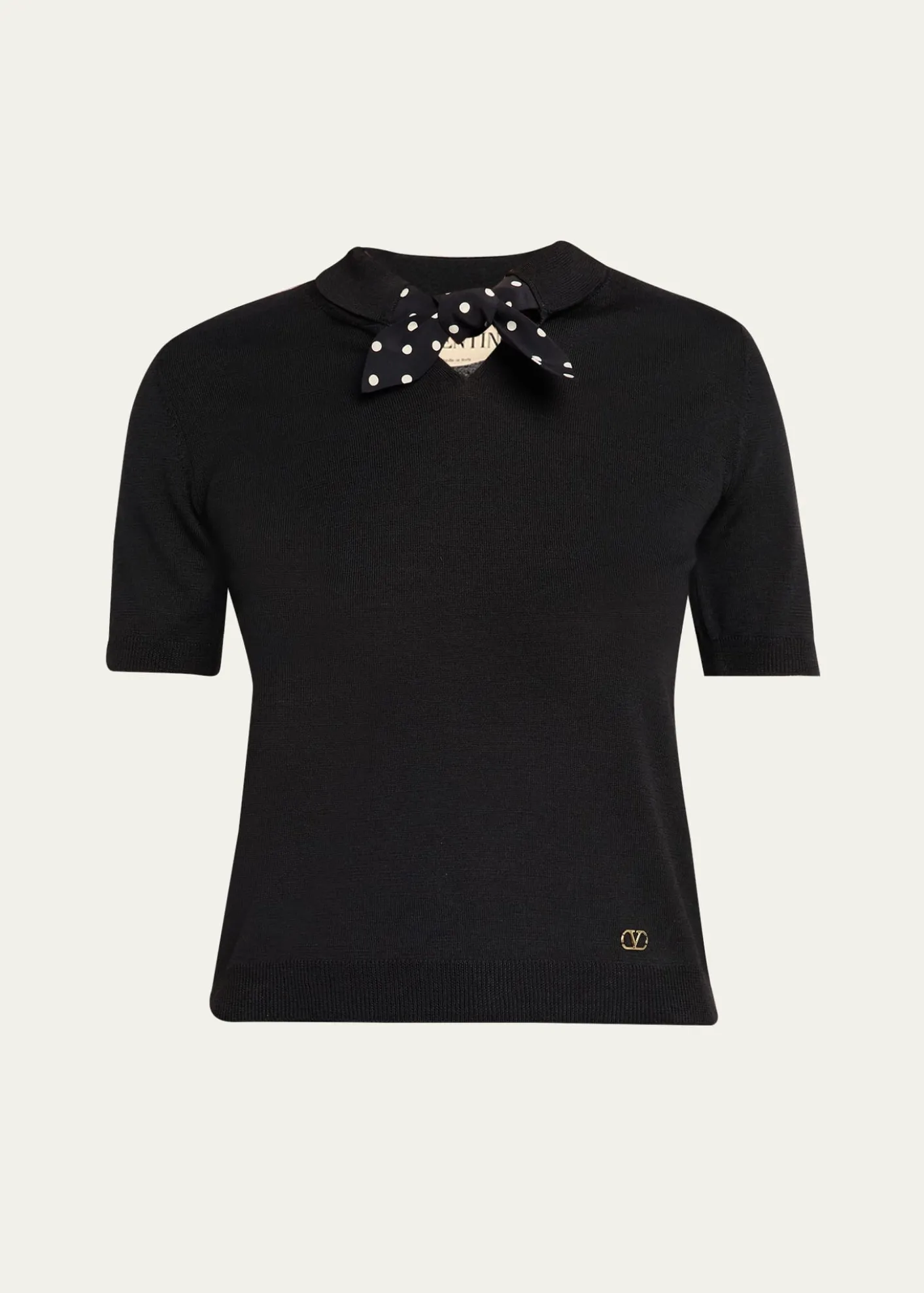 Valentino GaravaniPolka Dot Bow Wool Knit Sweater