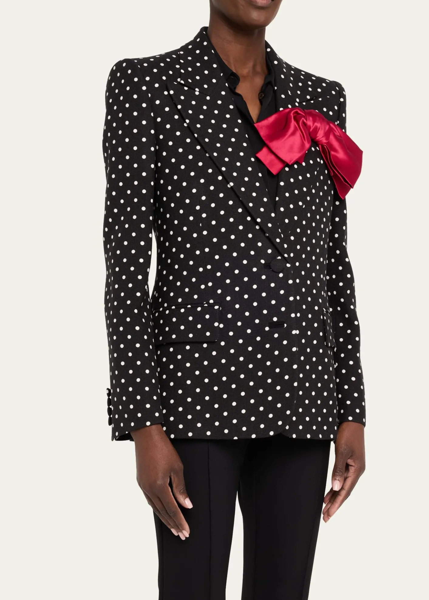 Valentino GaravaniPolka Dot Blazer With Bow