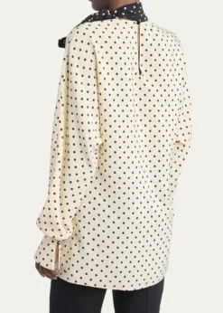 Valentino GaravaniPolkda-Dot Silk Crepe De Chine Neck Scarf Top