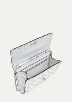 Valentino GaravaniQuilted Metallic Leather Rockstud & Rhinestone Shoulder Bag