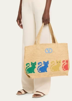 Valentino GaravaniRaffiachat Large Embroidered Tote Bag