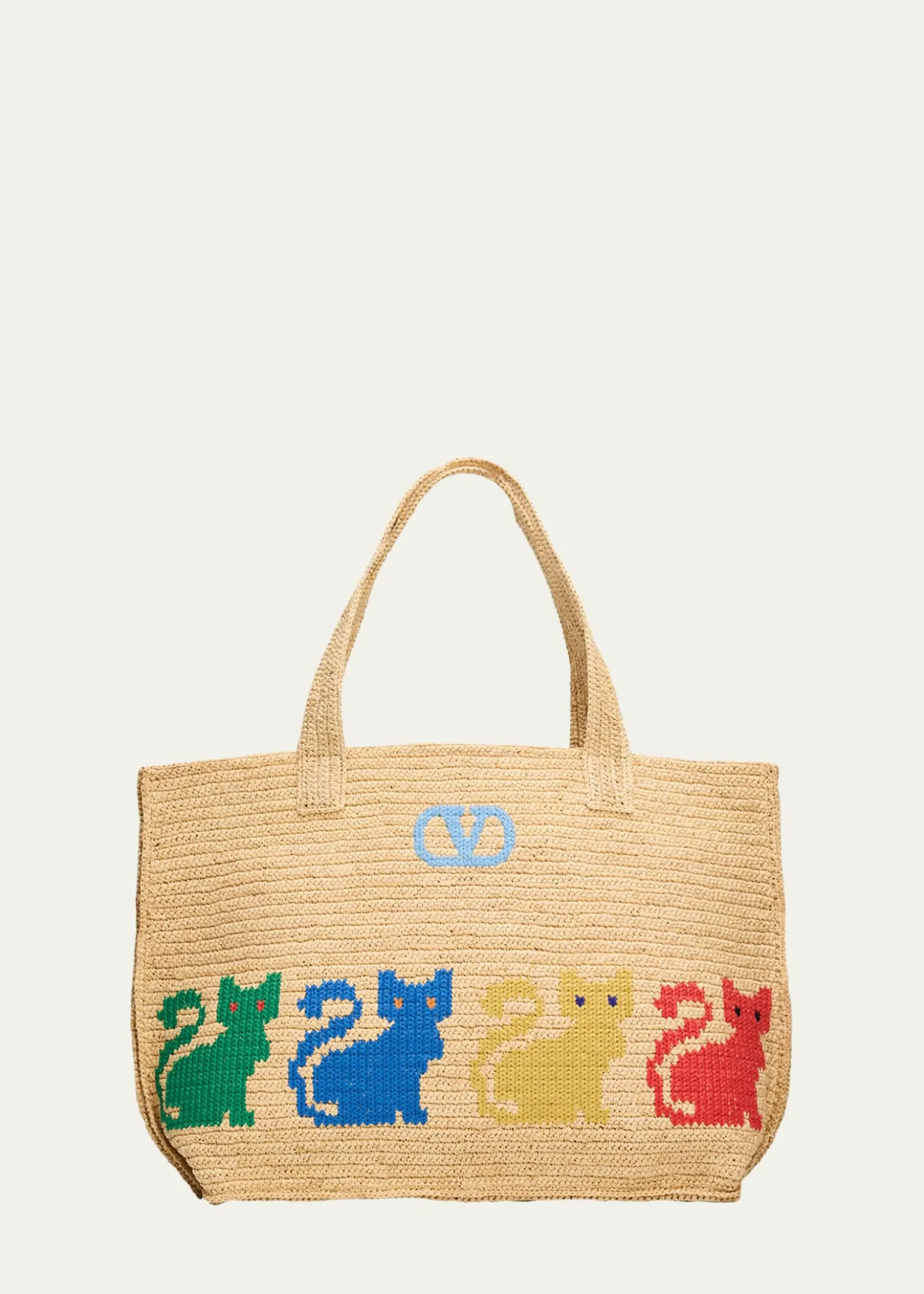 Valentino GaravaniRaffiachat Large Embroidered Tote Bag