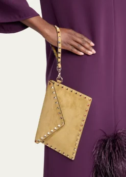 Valentino GaravaniRockstud Suede Wristlet Pouch Bag