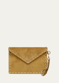 Valentino GaravaniRockstud Suede Wristlet Pouch Bag