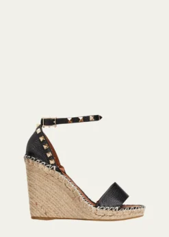 Valentino GaravaniRockstud Double Espadrille Wedge Sandals