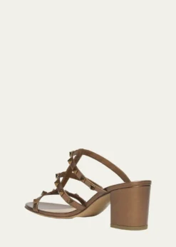 Valentino GaravaniRockstud Caged Metallic Leather Slide Sandals