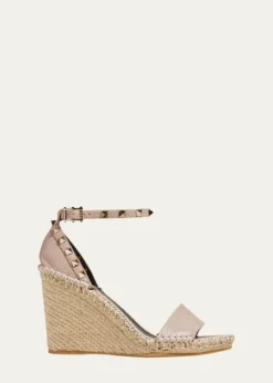 Valentino GaravaniRockstud Double Espadrille Wedge Sandals