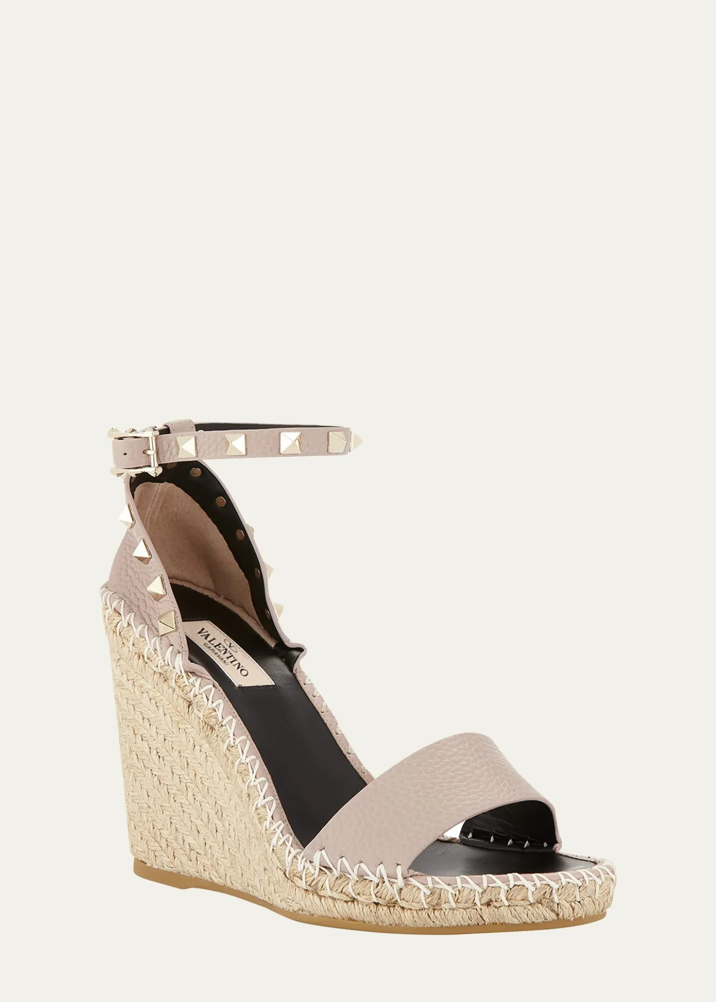 Valentino GaravaniRockstud Double Espadrille Wedge Sandals