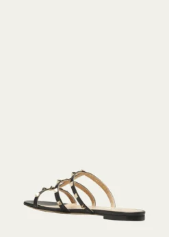Valentino GaravaniRockstud Caged Flat Slide Sandals