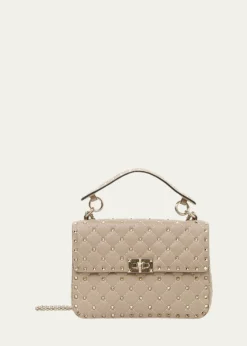 Valentino GaravaniRockstud Spike Medium Quilted Top-Handle Bag