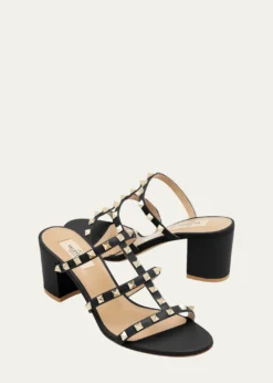 Valentino GaravaniRockstud Caged 60mm Slide Sandals
