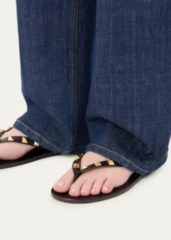 Valentino GaravaniRockstud Leather Flat Thong Sandals