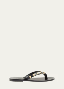 Valentino GaravaniRockstud Leather Flat Thong Sandals
