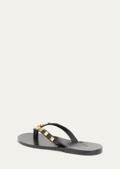 Valentino GaravaniRockstud Leather Flat Thong Sandals