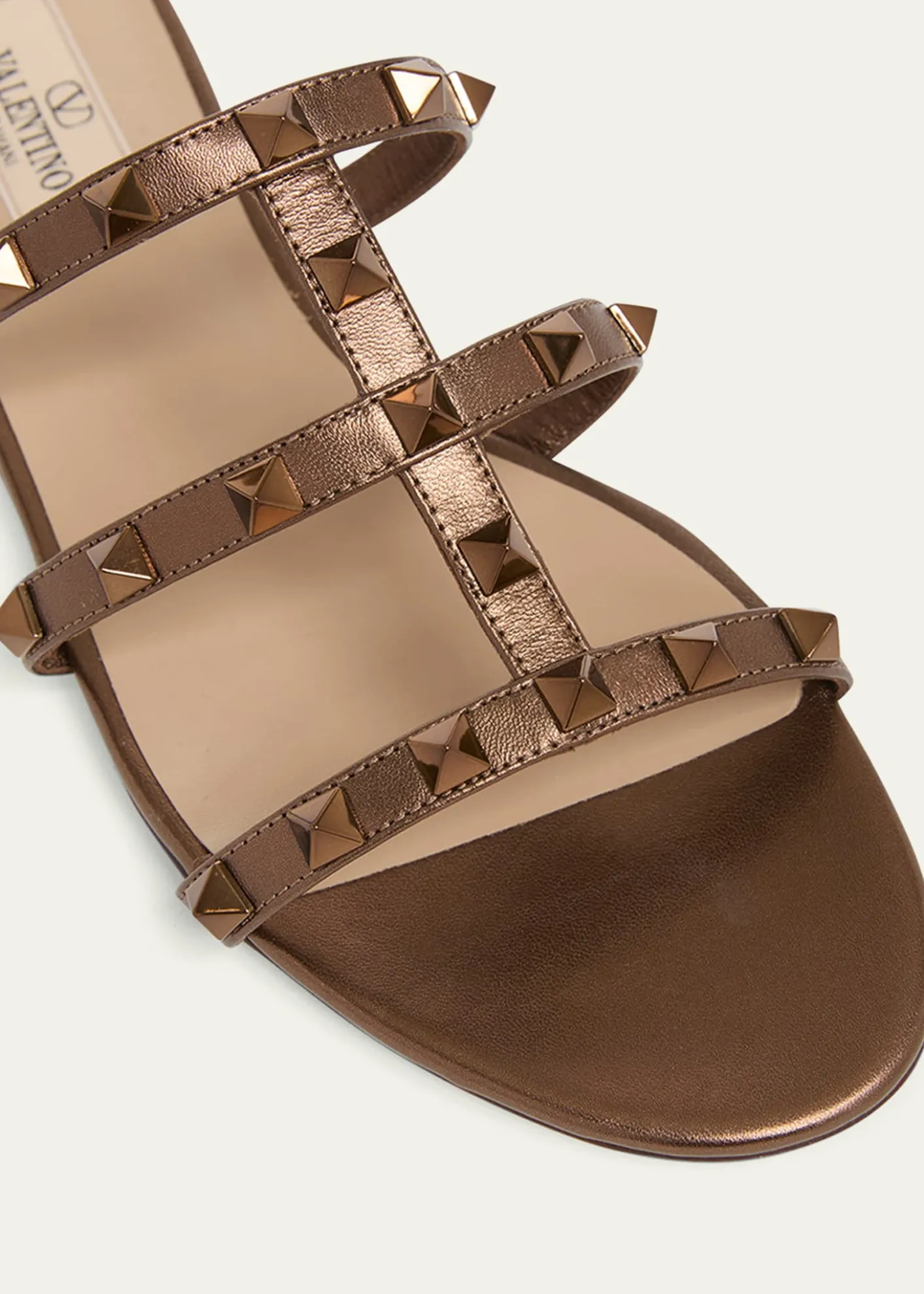 Valentino GaravaniRockstud Metallic City Flat Slide Sandals