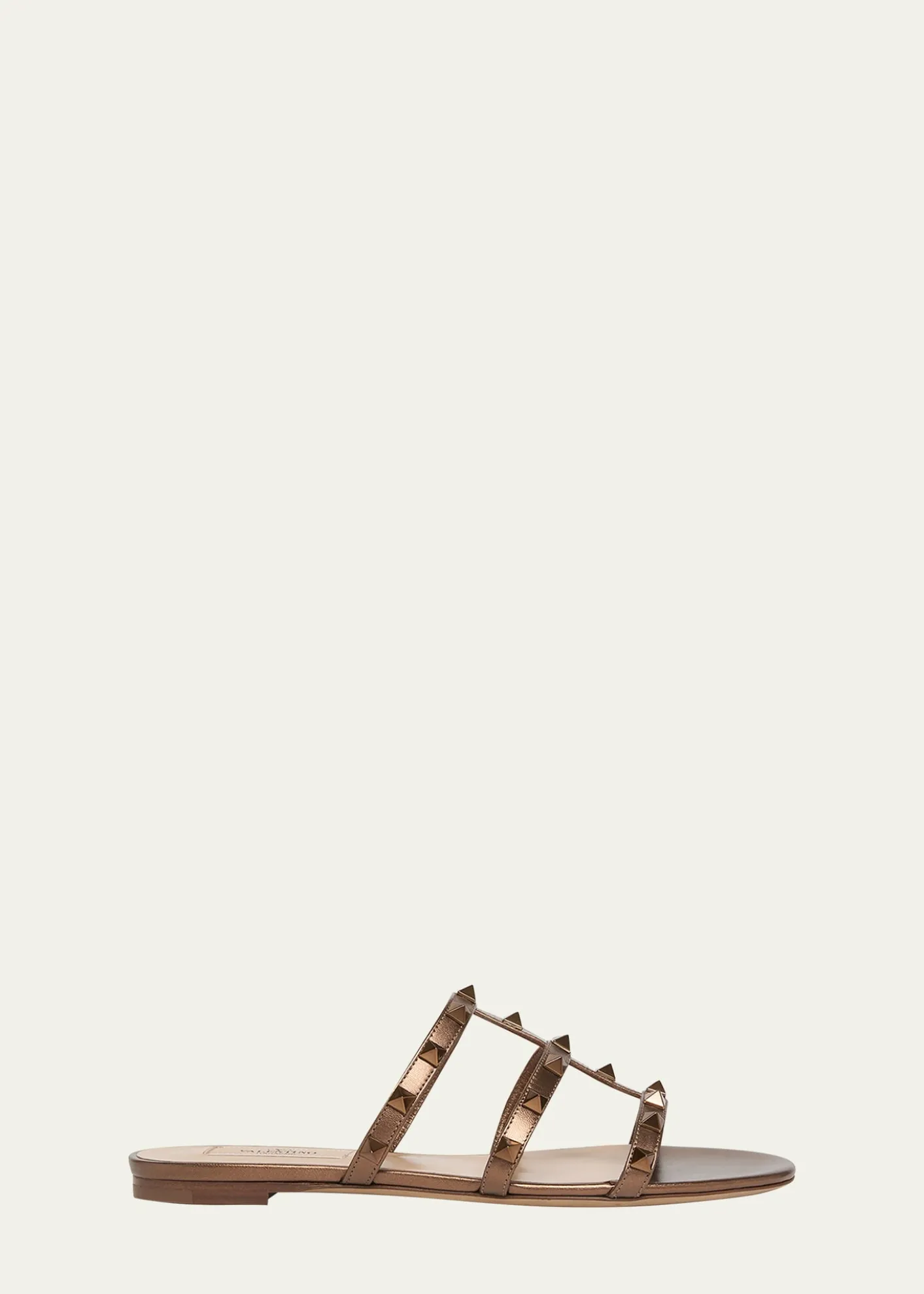 Valentino GaravaniRockstud Metallic City Flat Slide Sandals