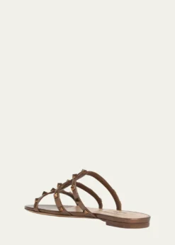 Valentino GaravaniRockstud Metallic City Flat Slide Sandals