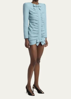 Valentino GaravaniRuched Bow-Embellished Bodycon Mini Dress