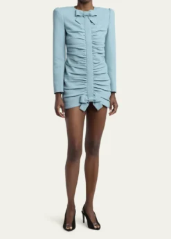 Valentino GaravaniRuched Bow-Embellished Bodycon Mini Dress
