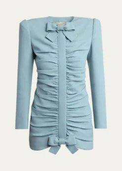 Valentino GaravaniRuched Bow-Embellished Bodycon Mini Dress