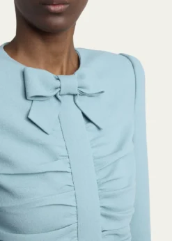 Valentino GaravaniRuched Bow-Embellished Bodycon Mini Dress