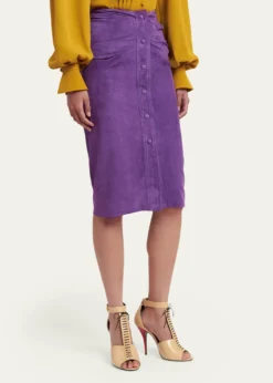 Valentino GaravaniRuched Suede Skirt