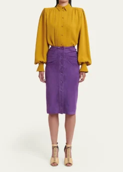 Valentino GaravaniRuched Suede Skirt