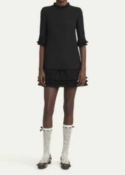 Valentino GaravaniRuffle Silk Crepe Mini Dress